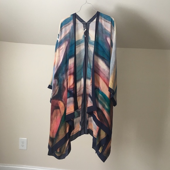 SOFT SURROUNDINGS Pisa 100% Silk Multicolor Kimono - Picture 2 of 8